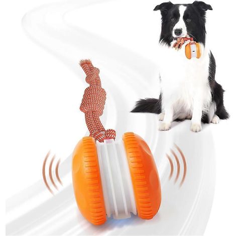 Automatisches Hundespielzeug mit zufälliger Bahn – bewegungsaktivierter elektrischer Rollball mit Schwanz, interaktives Haustierspielzeug für Katzen und Hunde in der Wohnung