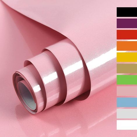 Papier peint rose, 1 mètre 60 cm, nacré, convient pour les armoires, les penderies, couleur unie, imperméable, auto-adhésif. (1/5)