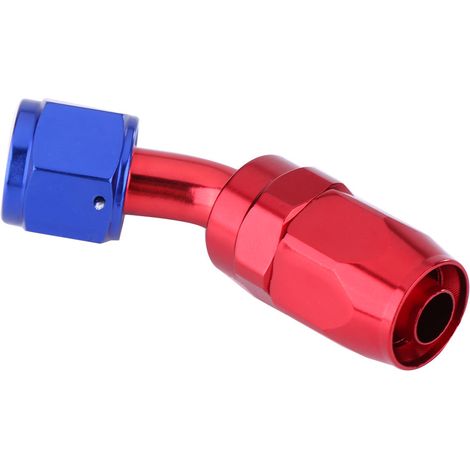Adaptateur de refroidisseur d'huile à joint rotatif AN8 pour tuyau de carburant, traitement d'anodisation bicolore bleu et rouge, 45° (1/3)