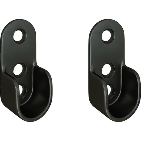 1 Paar Garderobenstangenhalter schwarze Wandhalter Kleiderstangenhalter oval (1/2)