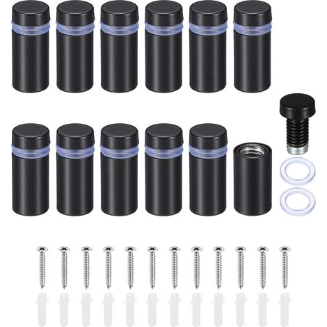 1/2 x 1 Pouce Vis de Montage Sur Pied de Panneau de Signalisation, Ensemble de 12 Vis en Acier Inoxydable pour Fixation Murale de Verre, Clou pour Accrocher Cadre Photo, Noir (1/5)