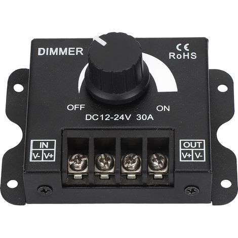 Einkanal-LED-Dimmer mit stufenloser Dimmung, Hochleistungs-Kühlkörper, dimmbarer LED-Streifen (12–24 V DC) (1/5)