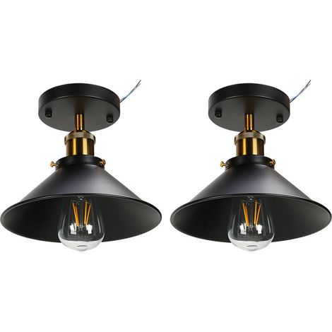 Jeffergarden E27 plafonnier industriel noir en fer forgé plafonnier pour couloir de cuisine de ferme 85-240V (1/5)