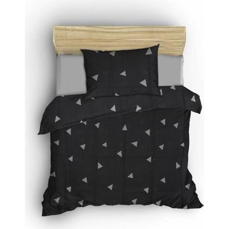 Set da letto - 1 copripiumino 220 x 240 cm + 2 federe 60 x 60 cm - 65% cotone, 35% poliestere - Grigio (1/4)