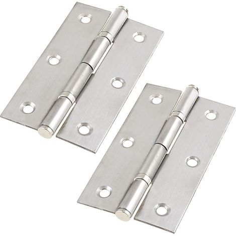 Silber Ton Edelstahl faltbar, drehbar Schranktür Scharnier 7,4 cm 2 Pcs de (1/2)