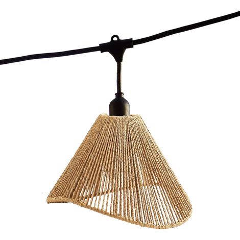 Guirlande lumineuse raccordable d'extérieur avec abat-jour en corde style bohème 7 ampoules à filament douille E27 LED blanc chaud 6m (1/5)