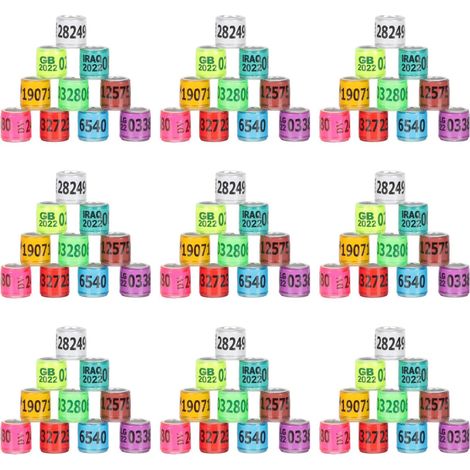 Anneaux de Patte de Pigeon Colorés pour Identification, Lot de 100 Plusieurs Styles  Aluminium, pour Oiseaux et Pigeons, Outil de Distinction Visuelle, Format Pratique pour Élevage Style Aléatoire (1/5)