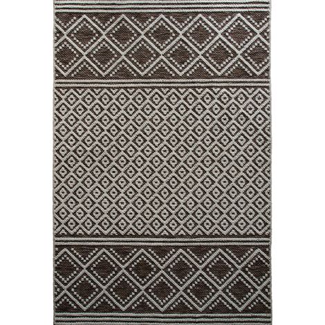 MEDIA CROISILLONS BRUN - Tapis moderne à motif croisillons en relief brun 160x230 (1/5)