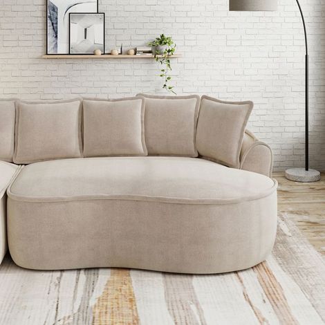 Canapé méridienne droite - SOGEU - Méridienne droite - Tissu chenille taupe clair - Convertible canapé-lit - Assise 32D 122 cm (1/3)