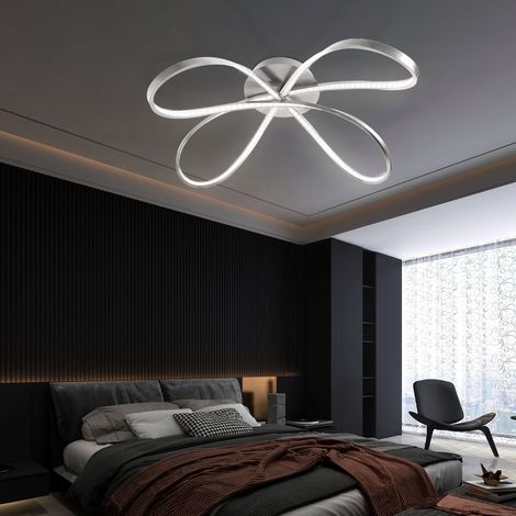 Deckenleuchte Deckenlampe Wohnzimmerleuchte Esszimmerlampe Flurleuchte, Metall Nickel matt, 1x LED 21W 1512Lm warmweiß, LxBxH 75x65x23cm