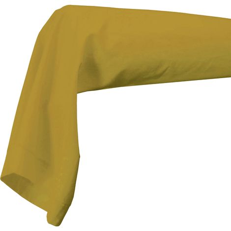 Taie de Traversin Unie en 100% Coton Jaune moutarde 86x200 cm