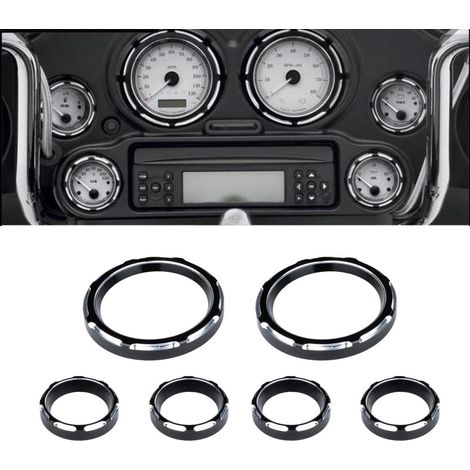 BEBUSINGOTO 4'' Speedometer Cover Electra Glide Gauge Cover Harley Road King 2'' Gauge Cover Road Glide Gauge Burst Bezel Kit pour Harley Street Glide 1996-2013 02 03 04 05 06 07 08 (Noir) (1/5)