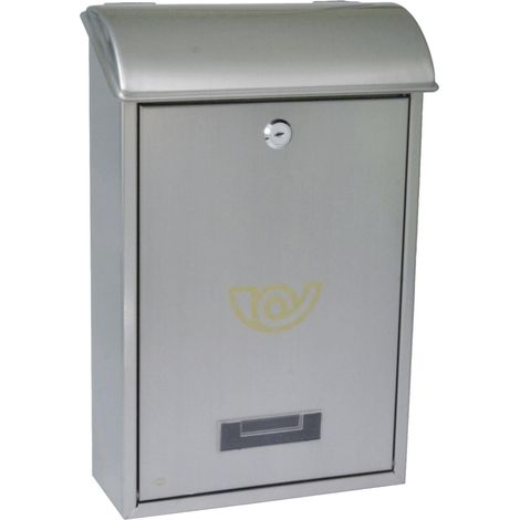 Boîte aux Lettres Extérieure en Acier Inoxydable Modèle 2 Installation Facile avec Vis Incluses Porte avec Serrure Haute Résistance Fente Supérieure 400 x 250 x 100 mm Argenté (1/5)