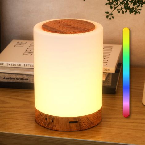 Lampe de chevet tactile LED sans fil avec 11 couleurs dégradées et 4 niveaux d'intensité lumineuse. (1/5)