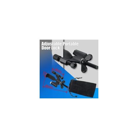 Tope de puerta portátil y ajustable - Ideal para la seguridad en habitaciones de hotel, para puertas que se abren hacia adentro - 1 pieza, negro - Crezuo