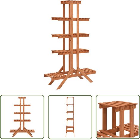 The Living Store Blumenständer 83x25x132 cm Tannenholz Massiv - Blumenständer - Holzkiste - Pflanzenhalter - Tannenzapfen - Gartendekoration (1/5)