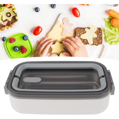 Isolierte Lunchbox aus Edelstahl im japanischen Stil für Schüler, mikrowellengeeignet, weiß. (1/5)