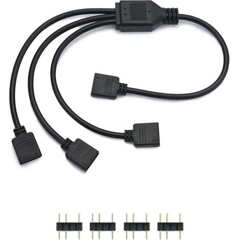 Cable répartiteur ARGB, 5 V, 3 broches, cable rgb pc, 1 prise vers 3 fiches, 30 cm, pour refroidisseur CPU et ventilateur 5 V ARGB (1/4)