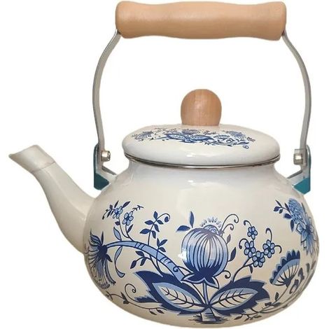 Bouilloire en émail, Émail épais Poignée en bois 5 L, Cuisson du thé, 2 (1/5)