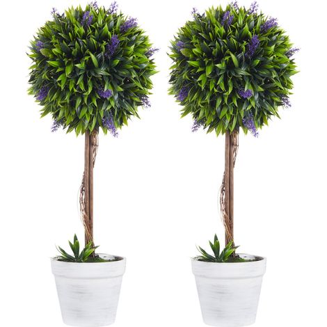Plante Artificielle Lavande - Lot de 2 Pieds en Pot 60 cm avec Mousse - Décoration Végétale Fausse pour Intérieur et Extérieur 24x24x60cm (1/5)