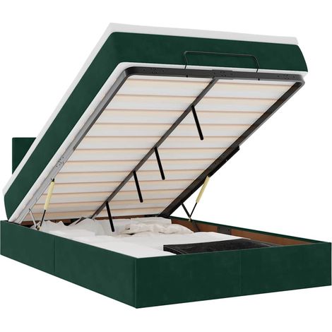 Maison Exclusive - Pouf Letto con Materasso e LED Verde Scuro 120x190cm in Velluto