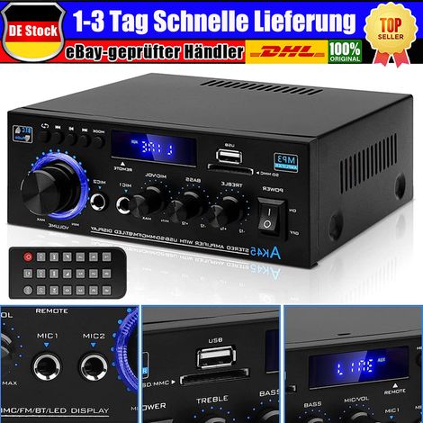 1 Amplificador estéreo, 40W+40W, Bluetooth, FM, USB, MIC, AUX, entrada SD, para el hogar, el coche, fiestas. (1/5)