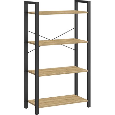 Libreria Industrial Artisan con 4 Ripiani in Rovere e Acciaio (1/5)