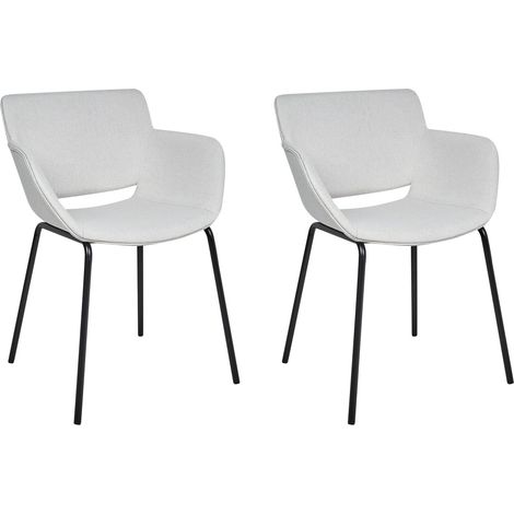 Set di 2 sedie da pranzo con rivestimento in poliestere grigio chiaro con gambe in metallo Axtel
