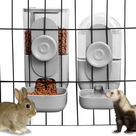 Distributeur d'eau et de nourriture automatique à suspendre, distributeur d'eau et de nourriture pour chat, lapin, chinchilla, cochon d'Inde, hérisson, furet (1/5)