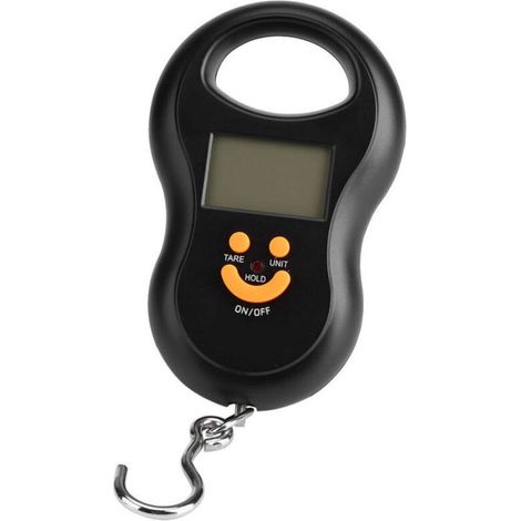 Ulisem Balance numérique portable LCD de poche, crochet électronique à main, ceinture, bagages, balance suspendue, rétroéclairage, pesage (noir)