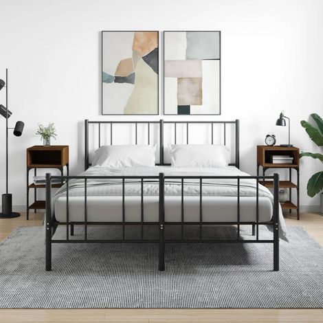Mesita noche 2 uds madera ingeniería marrón roble 35x34,5x70 cm (1/5)