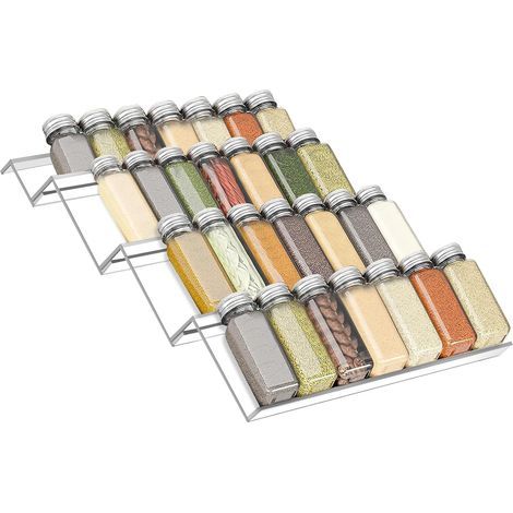 Étagère à Épices pour Tiroirs en Acrylique Transparent, Rangement Tiroir Cuisine, Rangement Épices 4 Étagères Réglable 33.5cm (1/5)