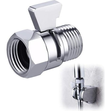 Robinet d’arrêt de douche en laiton chromé - Vanne d’angle G1/2 avec régulateur de débit, 1 pièce- (1/5)