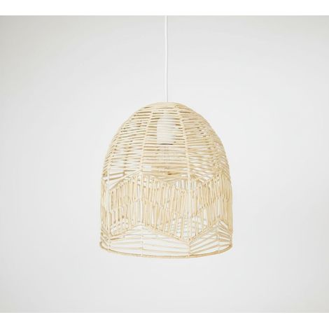 Suspension en osier "NORMA" - Ø45cm - E27 - Blanc boho chic