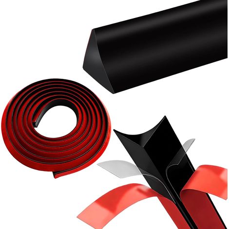 Moulure décorative autocollante pour plan de travail de cuisine : 3 m × 15 mm × 15 mm flexible, noir, plinthes d'angle autocollantes pour plan de travail, cuisine, carrelage, bords d'armoire (1/5)