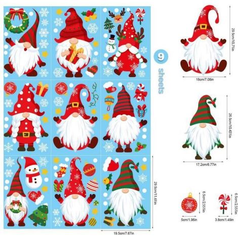 Noël Autocollants, Autocollants Père Noël Flocon de Neige, Amovibles Statique Fenetre Autocollants Double Visible. (1/4)
