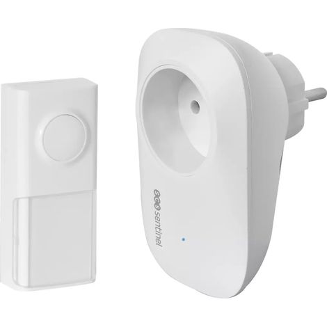 Scs Sentinel – Carillon sans fil enfichable 100m – Alimentation 110-240V – 25 mélodies – Prise intégrée – Matériau ABS