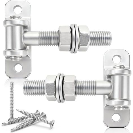 Lot de 2 charnières de portail réglables M16 - 110 mm - Charge lourde - Galvanisées - Avec vis autoperceuses - Pour portail de jardin, portail de cour, portail de clôture, portail de ferme, champ (1/5)