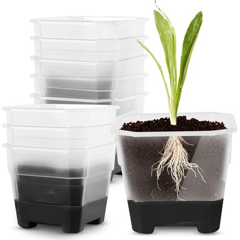 Pots De Fleurs Transparents pour Pépinière, 20 Pièces, Pots De Fleurs Transparents pour Plantes, Paquet Varié, Pot De Graines De Plantes à Fleurs Réutilisable, en Plastique Et Silicone (Noir) (1/5)