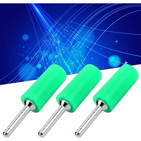 J.10001 2mm Bananenstecker aus reinem Kupfer, vernickelt, 2mm Bananenstecker mit geradem Stift, kompatibel mit internen Federplattenbuchsen, 100 Stück pro Packung, Grün. (1/5)