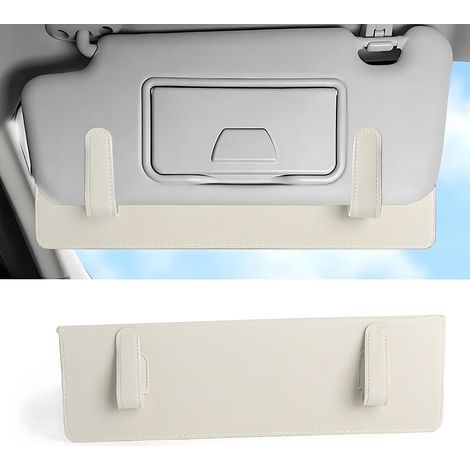 1 Rallonge pare-soleil,extension réglable,suédine beige,38cm,fixation clips métalliques,intérieur véhicule (1/5)
