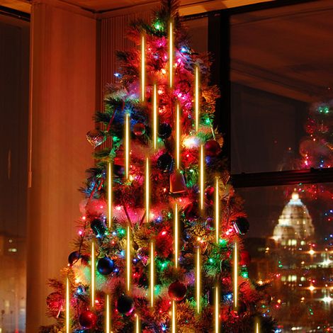 Guirlande lumineuse LED étanche de 30 cm, effet pluie de météores, composée de 8 tubes, idéale pour Noël, les mariages et les fêtes. Parfaite pour l'extérieur. (1/5)