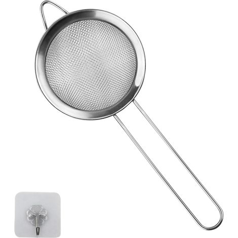 1 Passoire Acier Inoxydable Mailles Fines, Poignée Longue, Crochet Suspension, Pour Thé, Café, Cuisine