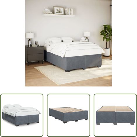 vidaXL Matratze - Bettgestell ohne Matratze Dunkelgrau 140x200 cm Samt (1/5)