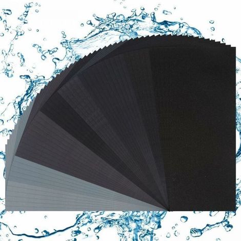 Papier de Verre, 50 Pcs Papiers de Verre Carrosserie à l'eau pour Polissage et Ponçage, Papier à Poncer à l'eau Utilise pour Bois Peinture Verre (320 400 600 800 1000 1200 1500 2000 2500 3000 Mailles) (1/5)