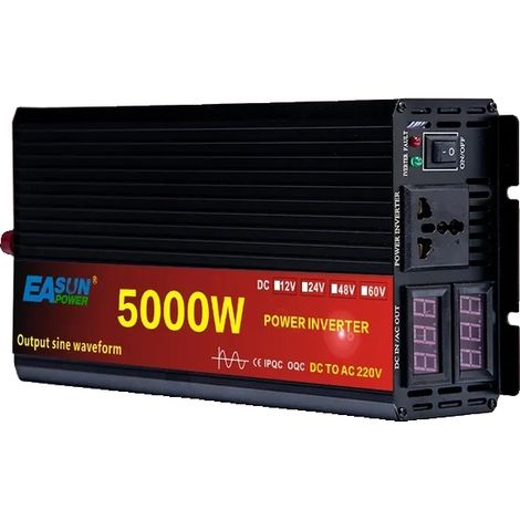 Onduleur à onde sinusoïdale pure, puissance de sortie 5 000 W, utilisation automobile et solaire, 5 000 W, 24 V, 220-240 V (1/2)