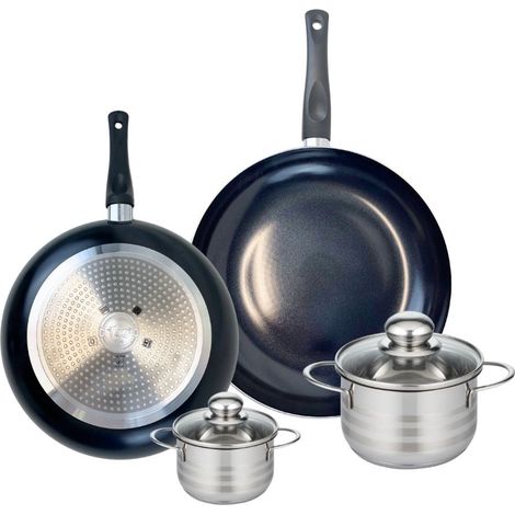 Ensemble de 2 Poêles de cuisson 28 et 32 cm et 2 faitouts 12 et 16 cm Elo Prima Brillant (1/5)