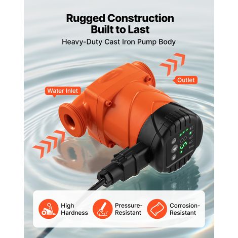 Pompe de circulation d'eau chaude, hauteur de refoulement maximale 4 m, pompe de chauffage à haut rendement, 42 L/min, raccord file… (1/5)