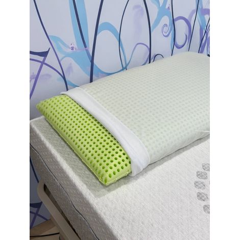 Talamo Italia Lot de 2 oreillers pour lit, 100% Made in Italy, Oreiller amovible "savon" en mousse à mémoire de forme perforée, hypoallergénique et respirant, 70x40xh16 cm (1/2)