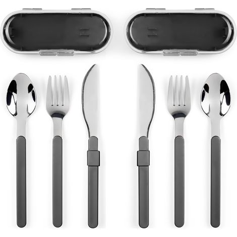 Pack 2 sets de couverts démontables Livoo MEN407G Fourchettes, Couteaux, cuillières, Acier inxydable